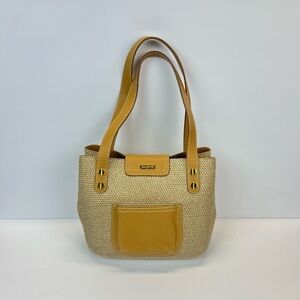 Eric Javits Embossed Squishee Bucket Shoulder Bag Tan